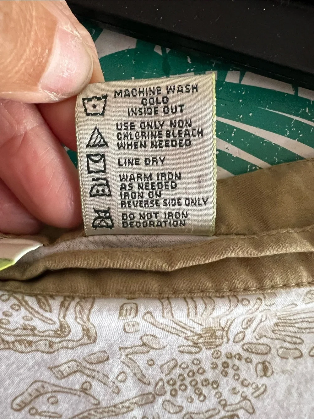 Lemon Grass Cotton midi white skirt w/ floral tan pattern and sequins. Sz 10p - Picture 5 of 8